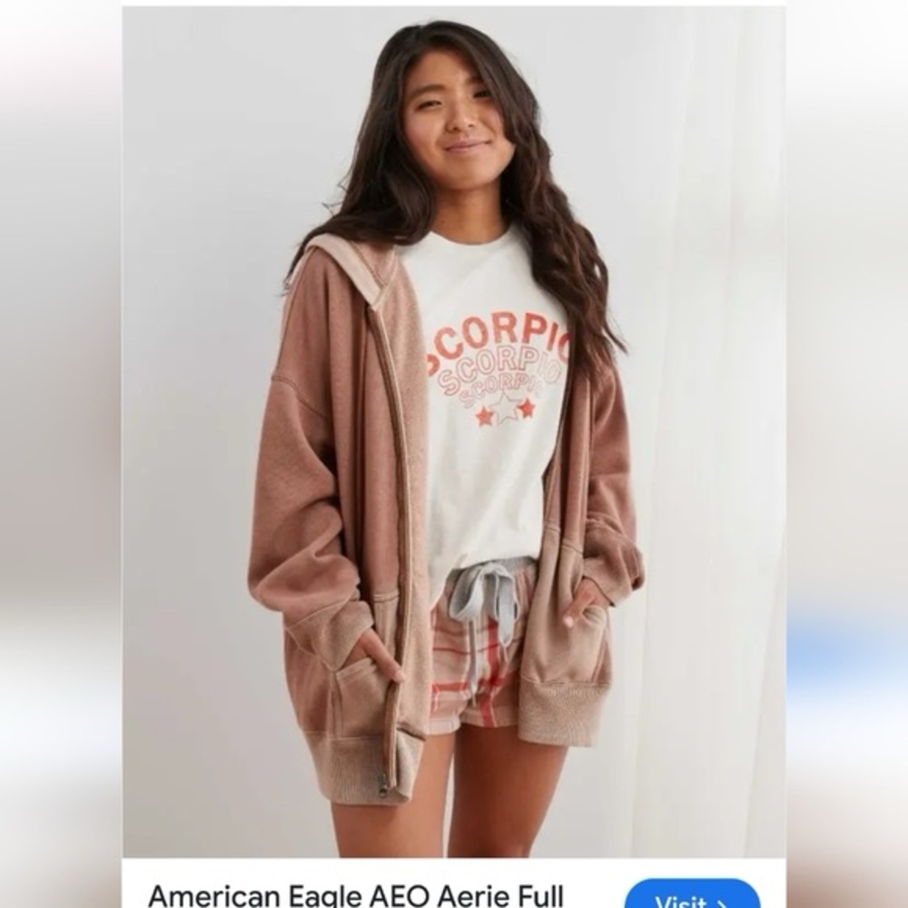 Aerie brown Zip Up hoodie Medium